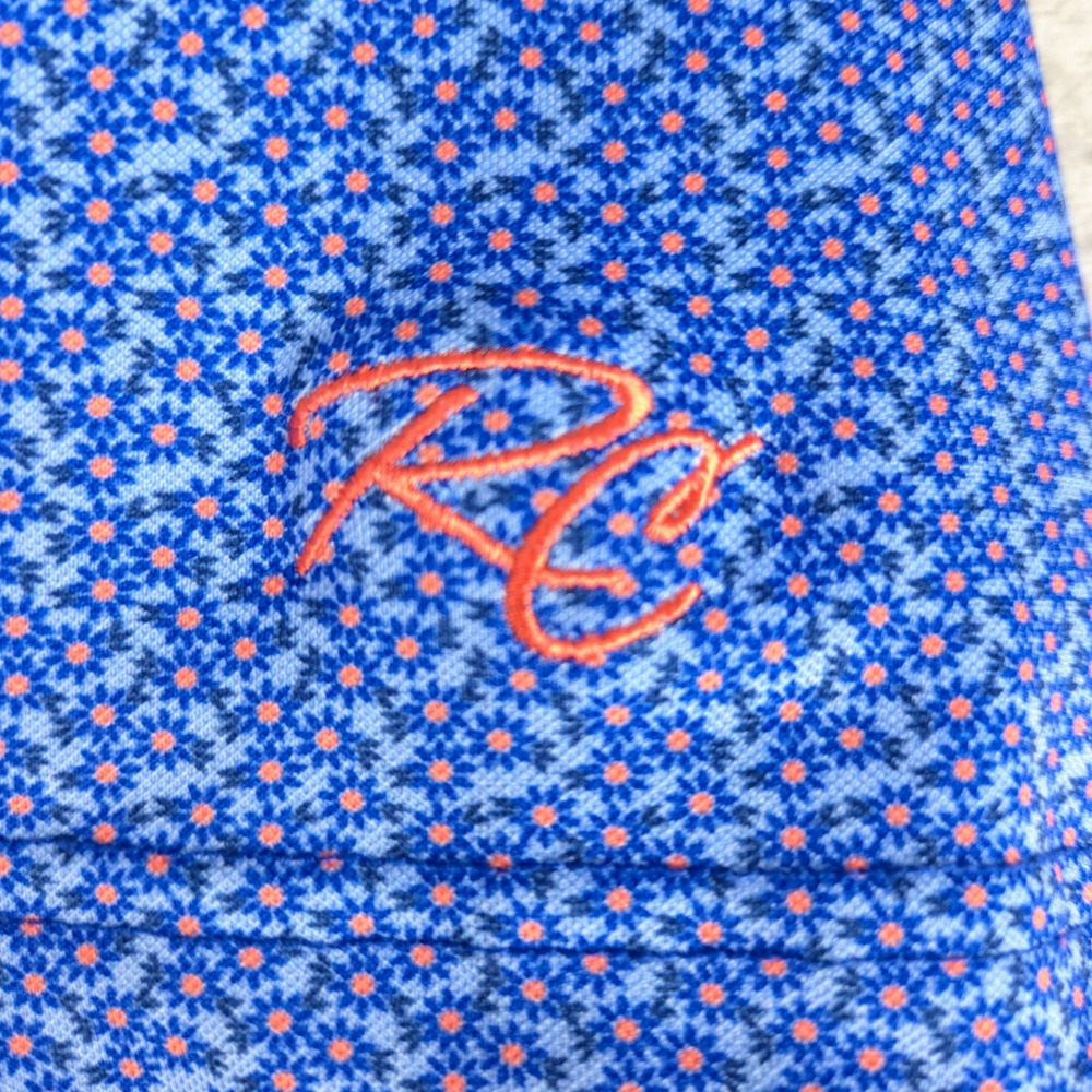 Turtleson Mens Performance Golf‎ Polo Shirt Blue Orange Floral Print Size M - Picture 5 of 8